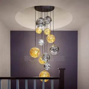 Modern Led Large Spherical Ceiling Chandelier Duplex Staircase Light