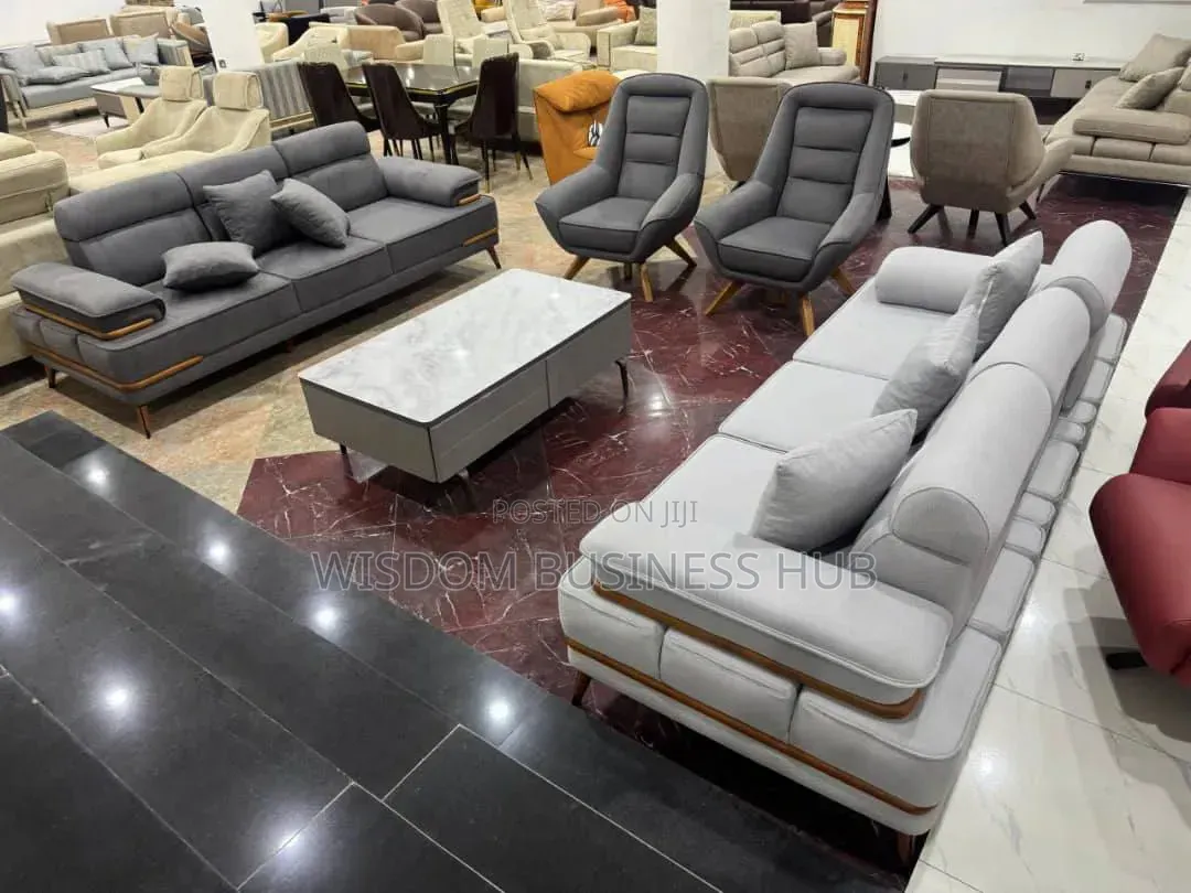 Contemporary Fabric Sofa With Wooden Accent