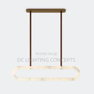 Modern Minimalist Circular Natural Marble Hanging Chandelier.