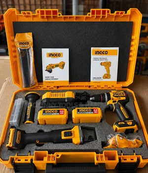 INGCO 20V Cordless Combo Kit - Brushless Impact Drill Angle Grinder