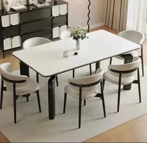 Executive Four Legged Dining Table and 6 Fabric Chairs