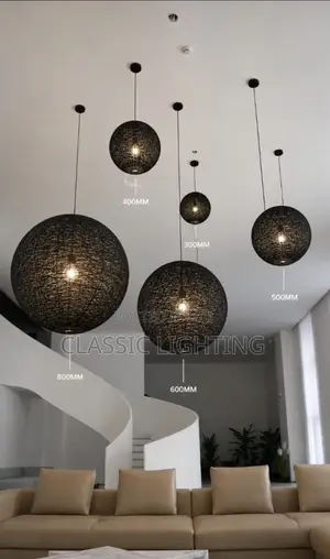 Nordic Rattan Weaving Spherical Chandelier Led Pendant Lights
