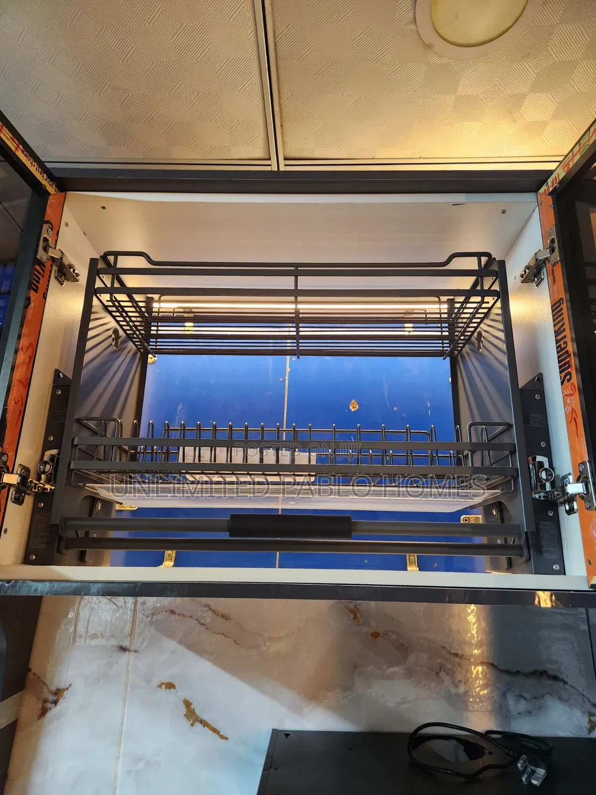 Pull-Down Kitchen Cabinet Dish Rack