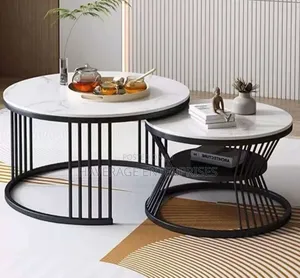 Nesting Coffee Table Set of 2 Round Stacking Side Tables