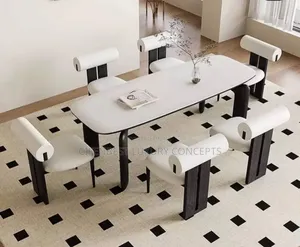 Executive Four Legged Dinning Table and 6 Fabric Chairs
