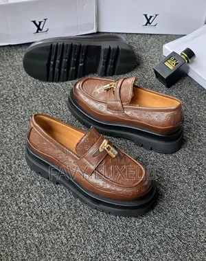 Louis Vuitton-Inspired Black Monogram Chunky Loafers.