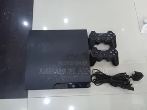 PlayStation 3 Slim Black With Installed Games Accessories for Sale