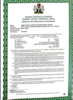 Right of Occupancy
