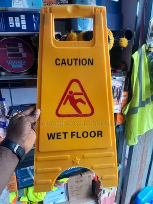 Double-Sided Plastic Caution Wet Floor Warning Sign
