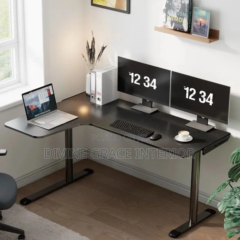 L Shape Height Adjustable Table