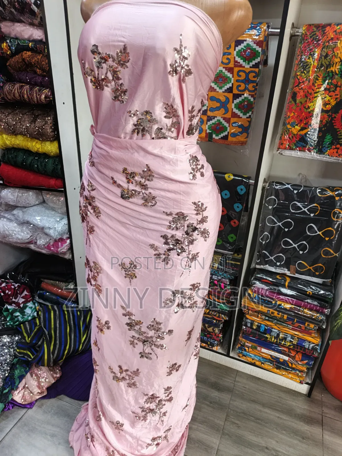 Sequence Pink Satin Sample Fabric