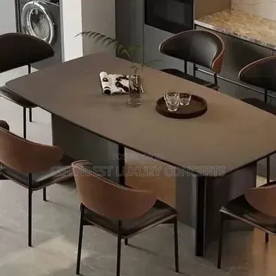 Dining Table Marble Rectangle Top and 6 Chairs