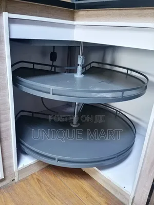 Two Tier Rotating Kitchen Corner Organizer Pull-Out Pot Rack