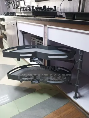 Two Tier Steel Swing Pull-Out Corner Pot Rack
