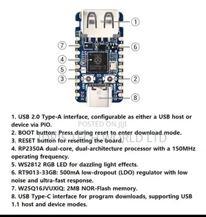 RP2350 Board , Waveshare RP2350 USB-A
