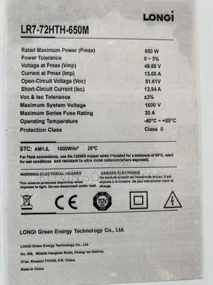Longi Solar Panel 650w 144cell