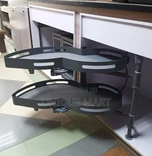 Two Tier Steel Swing Pull-Out Corner Pot Rack