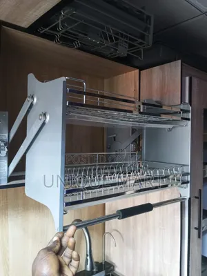 80cm Two-Tier Pull Down Kitchen Plates and Dish Plate Racks