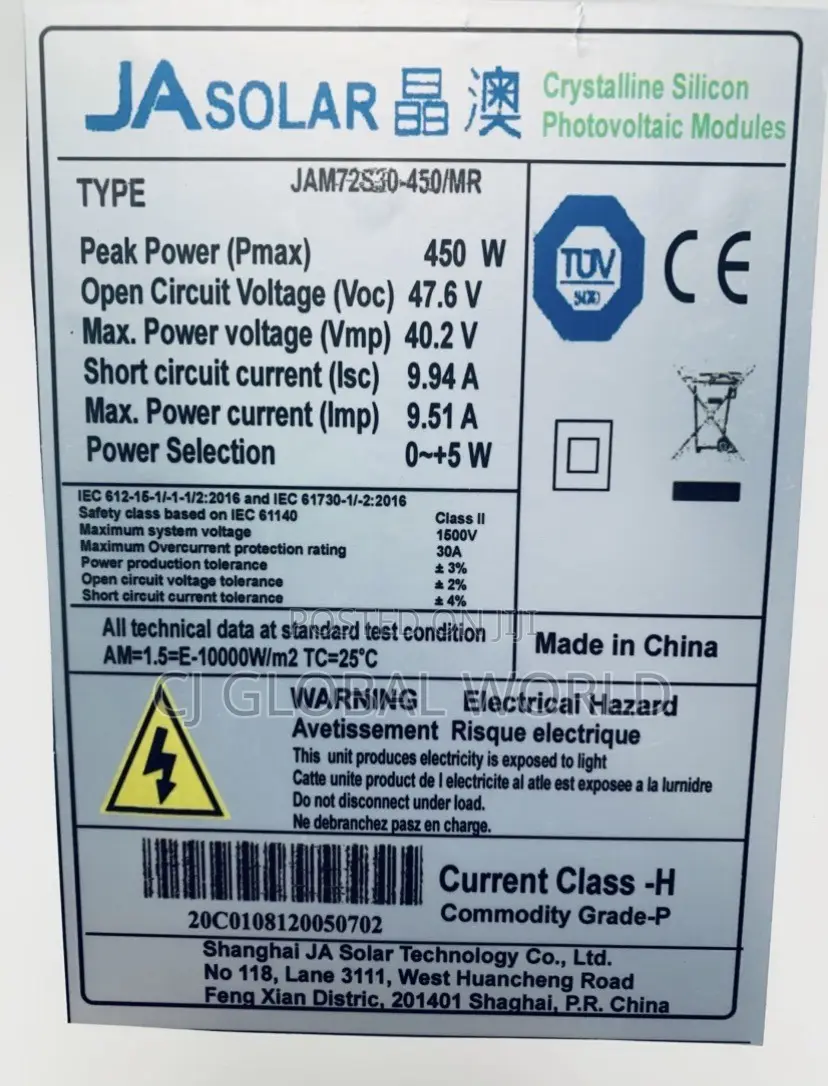 JA 450W Solar Panel