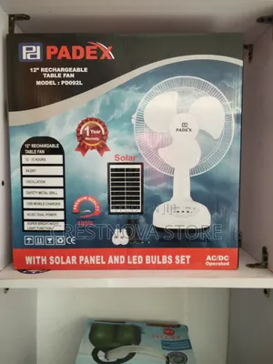 Padex 12 Inches Fan With Solar Panel and Led Bulbs