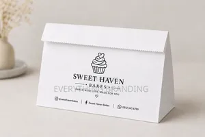 100pcs White A4 Kraft Paper Bags – Printed for Packaging Shopping