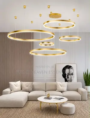 Modern Led Chandelier Brushed Rings Home Lighting