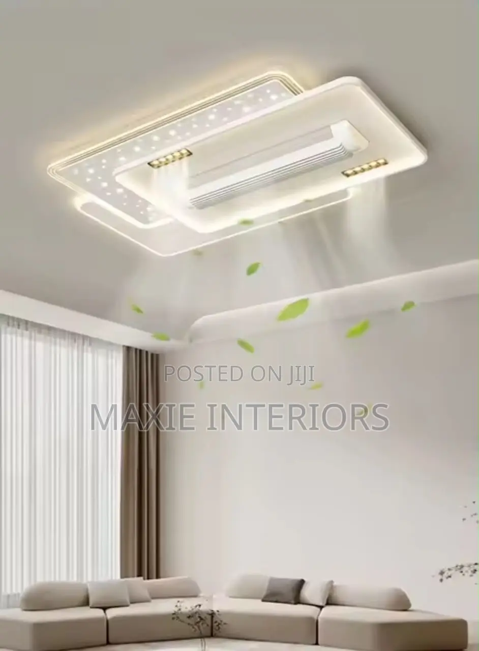 Ceiling Mounted BLADELESS Fan Chandelier for Living Room
