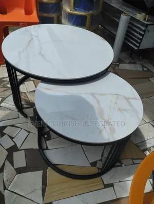 Centre Table 2in1 Marble Top Black Leg