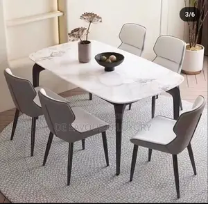 Marble Dining Table by 6 Chairs