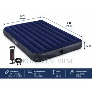 2-3 Person Queen-Size Airbed 5ft by 6ft 10inches Height