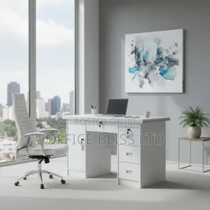 Home Office Table Executive Swivel Office Chair - ALL WHITE