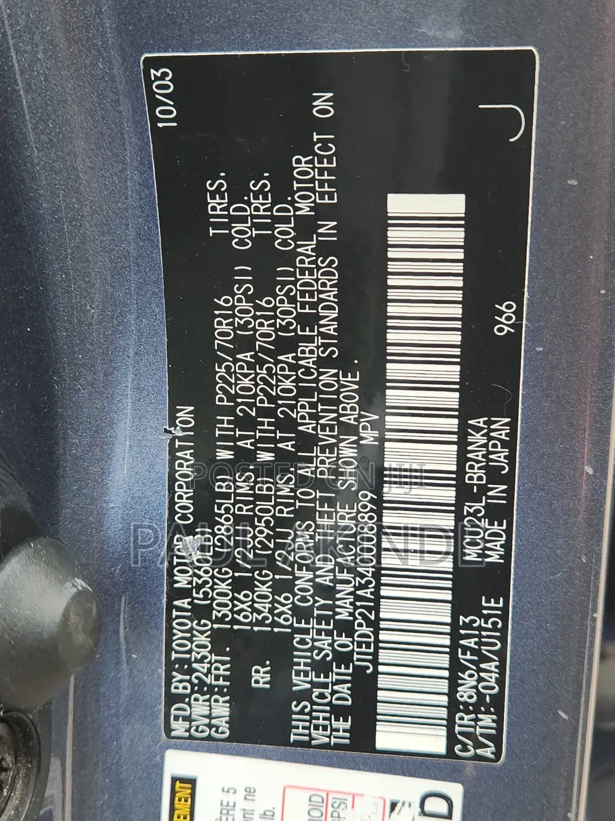 Toyota Highlander Limited V6 2005 Blue