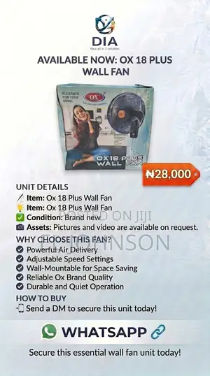Ox 18inch Plus Wall Fan