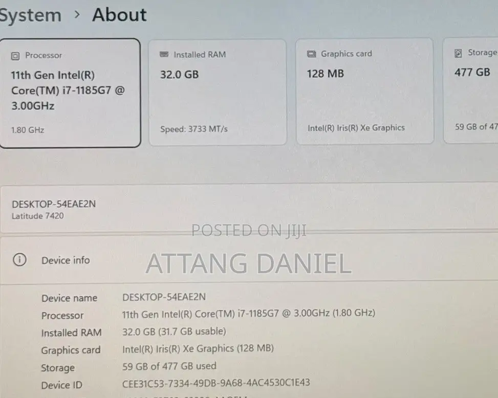 Laptop Dell Latitude 7420 32GB Intel Core i7 SSD 512GB
