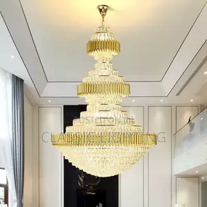 Luxury Crystal Stair Chandelier Lighting Villa Lobby Hotel Large