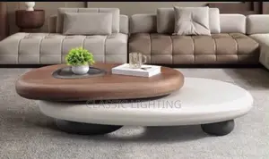 Modern Luxury Living Room Coffee Coffee Table Rotating Solid Wood