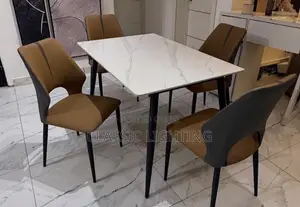 4 Seater Simple High-End Marble Rectangular Dining Table and Chair