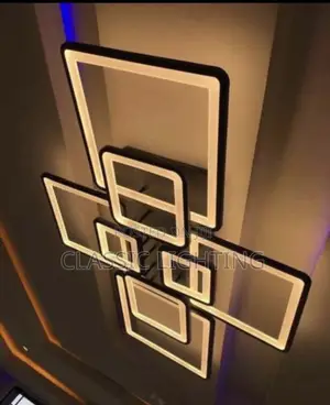 Rectangular Grid LED Ceiling Lamp Black Modern Living Room Light