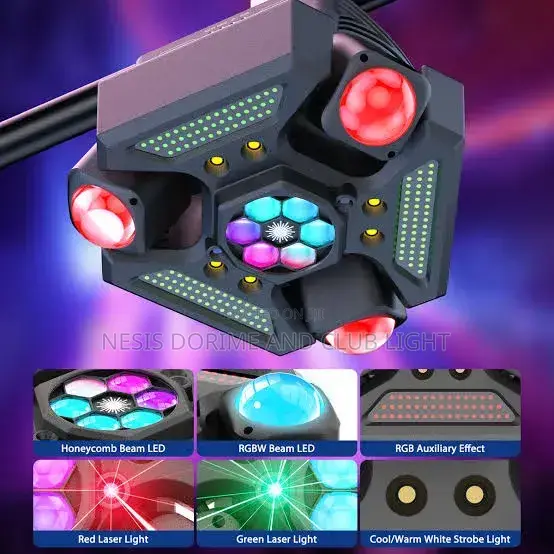 3 Arms Triangle Led Moving Head Light + Laser