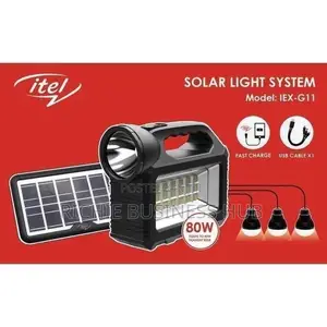 Itel Portable LED Solar Lighting System 3 Led Bulbs, Panel and Charg