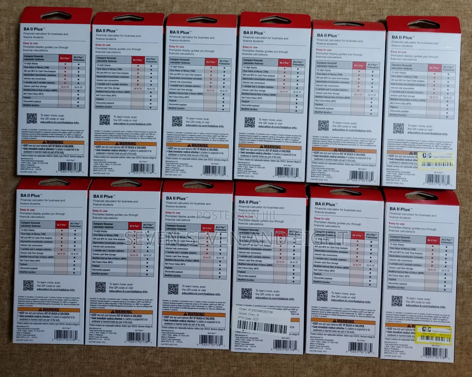 12 Units Texas Instruments BA II Plus Financial Calculator