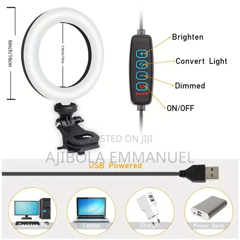 Laptop LED Ring Light With Tripod Clip Holder
