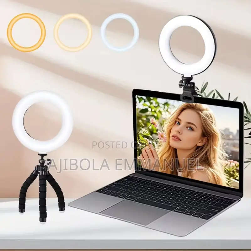 Laptop LED Ring Light With Tripod Clip Holder