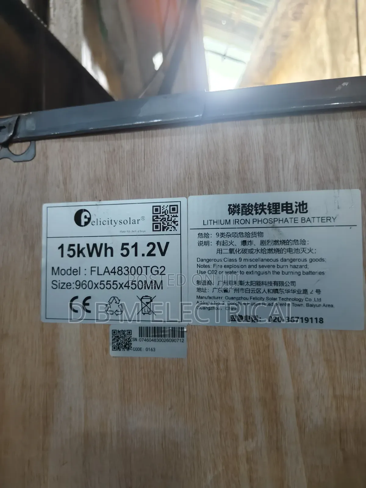 Felicity 15kwh 48v Lithium Ion Battery