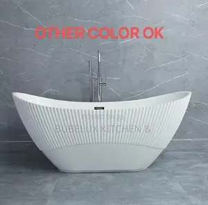 Luxury Freestanding Bathtub – Modern Ribbed Design