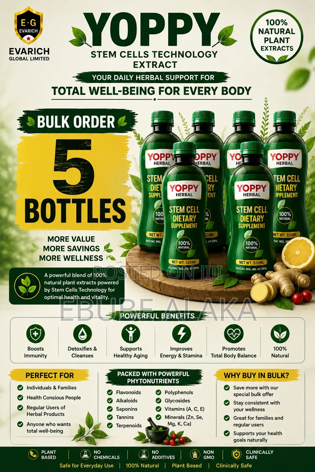YOPPY Herbal Stem Cell Extract – 5 Bottles Bulk Pack