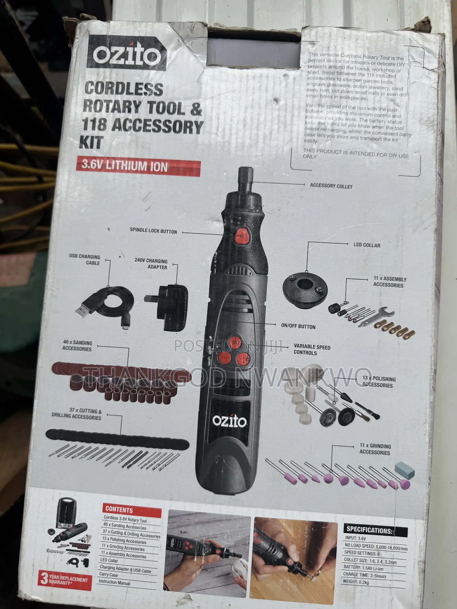Ozito 3.6V 118 Piece Rotary Tool Set