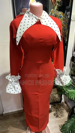 Red Dress With Touch of White Polka Dot Design