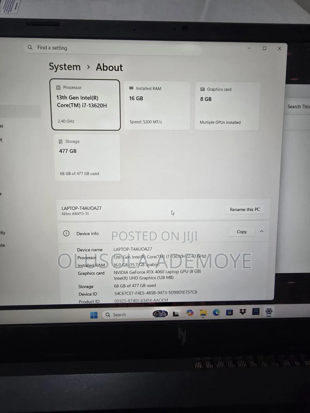 Laptop Acer Nitro V 15 16GB Intel Core i7 SSD 512GB