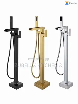 Luxury Freestanding Bathtub Faucet Set – Black Chrome